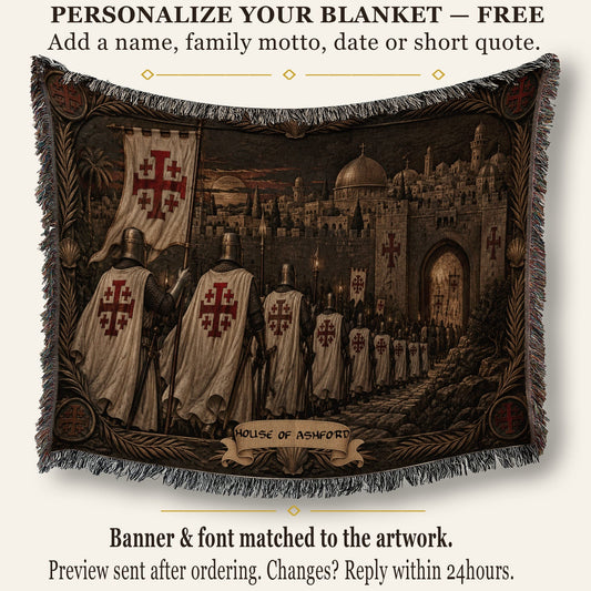 MyDesigns Jerusalem Cross Banners – The Torchlit Gate jacquard woven blanket