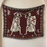 Medieval Tapestry Blanket – Knights Templar Duel Woven Throw, White Cross Border