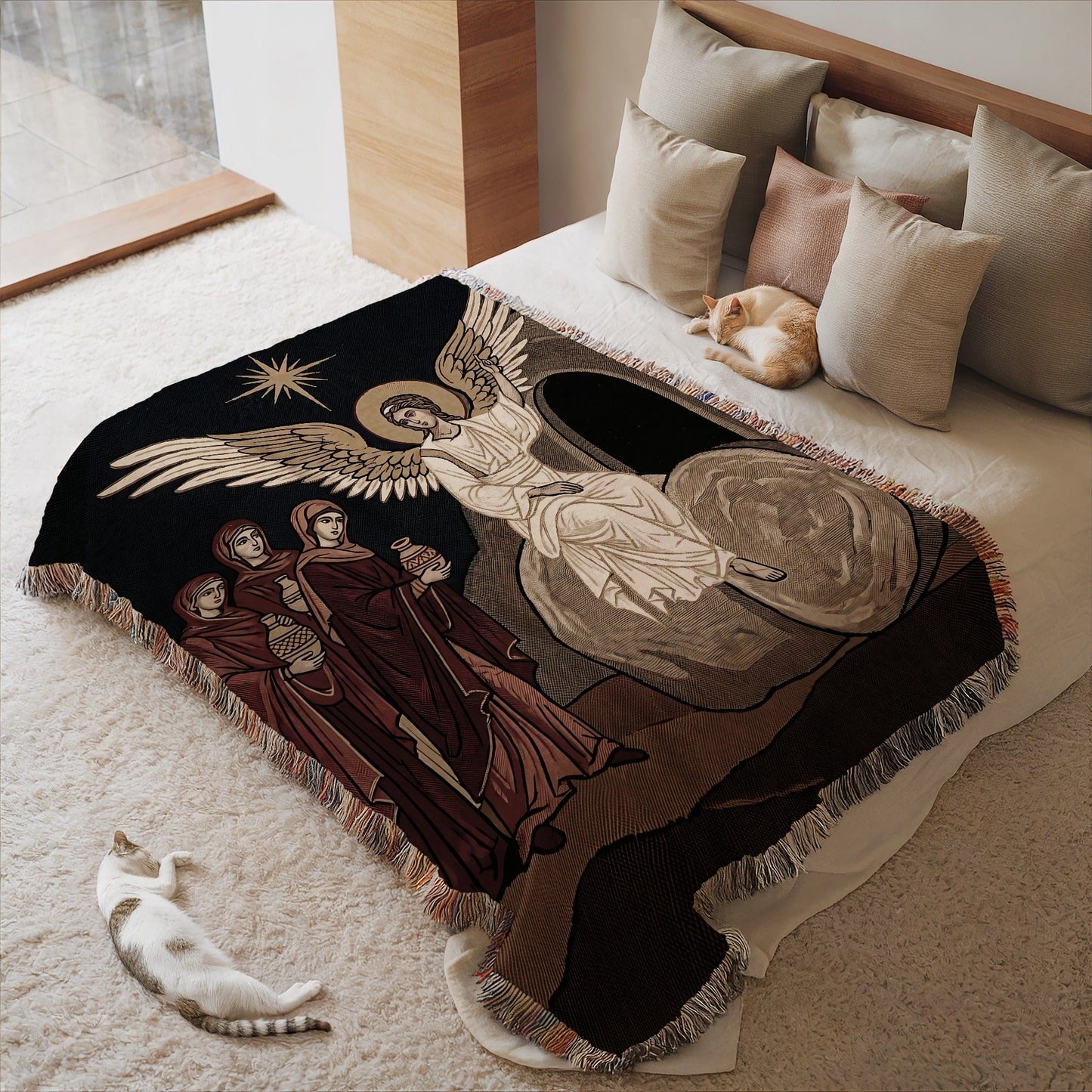 Angel and Saints Illustrated Throw Blanket