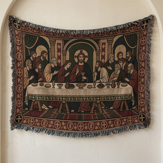MyDesigns Last Supper Horizontal Tapestry - Byzantine Icon Woven Blanket jacquard woven blanket