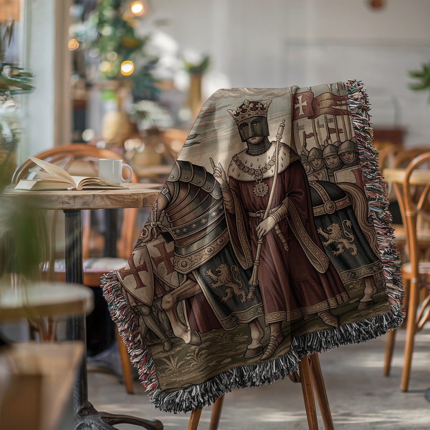 Medieval Knight and Royalty Scene throw blanket