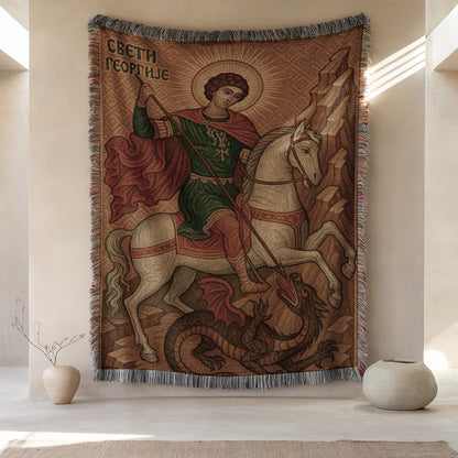 Saint George Slaying Dragon Woven Tapestry Décor