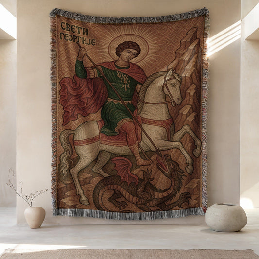 Saint George Slaying Dragon Woven Tapestry Décor