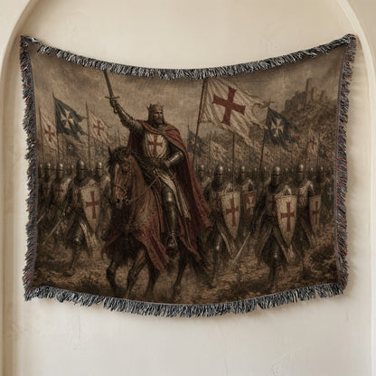 MyDesigns Medieval Knight Tapestry Blanket – Crusader King Charge Woven Throw jacquard woven blanket