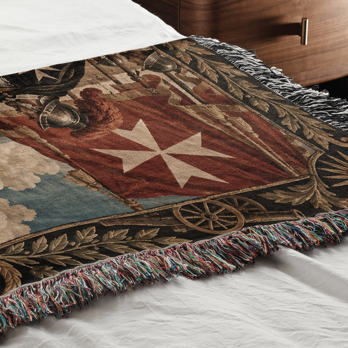 CalmNestStyle Knights of Malta Cannons on the Harbor Walls Woven Blanket jacquard woven blanket