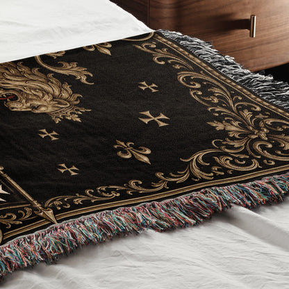 CalmNestStyle Order of Saint John Hospitallers Fleur de Lis Crest Woven Blanket jacquard woven blanket