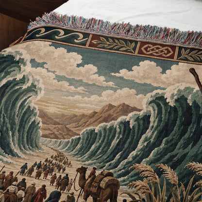 CalmNestStyle Moses Parting the Red Sea jacquard woven blanket