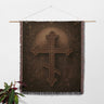 Orthodox cross with floral ornaments detail Orthodox Woven Blanket