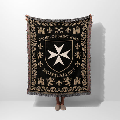 CalmNestStyle Order of Saint John Hospitallers Fleur-de-Lis Woven Blanket jacquard woven blanket