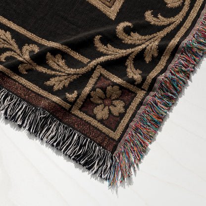 CalmNestStyle Dark Academia Lamb Motif Woven Blanket jacquard woven blanket