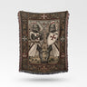 Templar Knights Duel in Ornate Frame Art Templar Woven Blanket