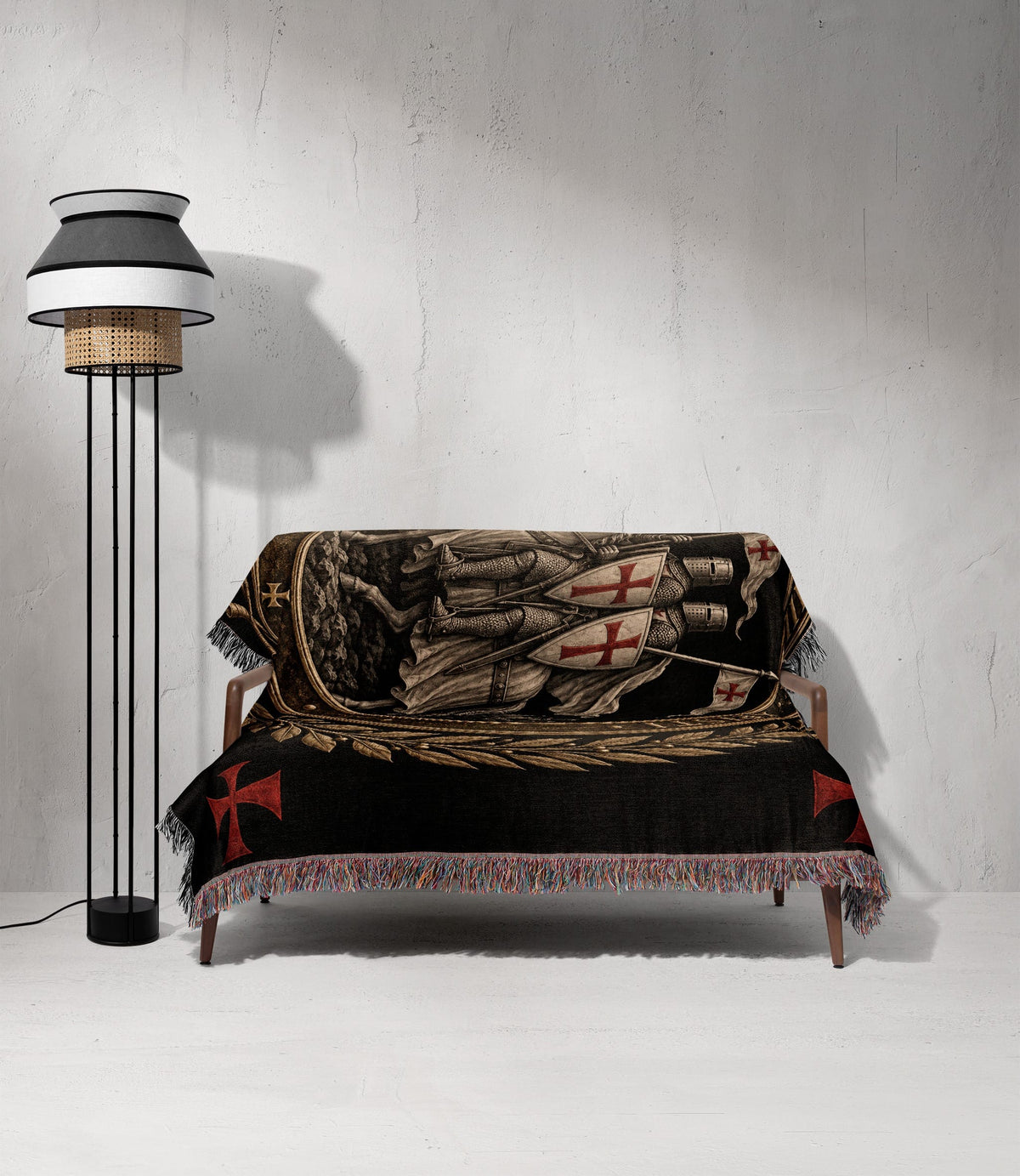 CalmNestStyle Sigillum Militum Xpisti Templar Seal in Silver jacquard woven blanket