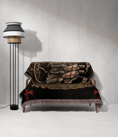CalmNestStyle Sigillum Militum Xpisti Templar Seal in Silver jacquard woven blanket