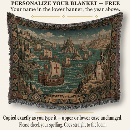 CalmNestStyle Crusader Fleet I Knight at the Harbor jacquard woven blanket