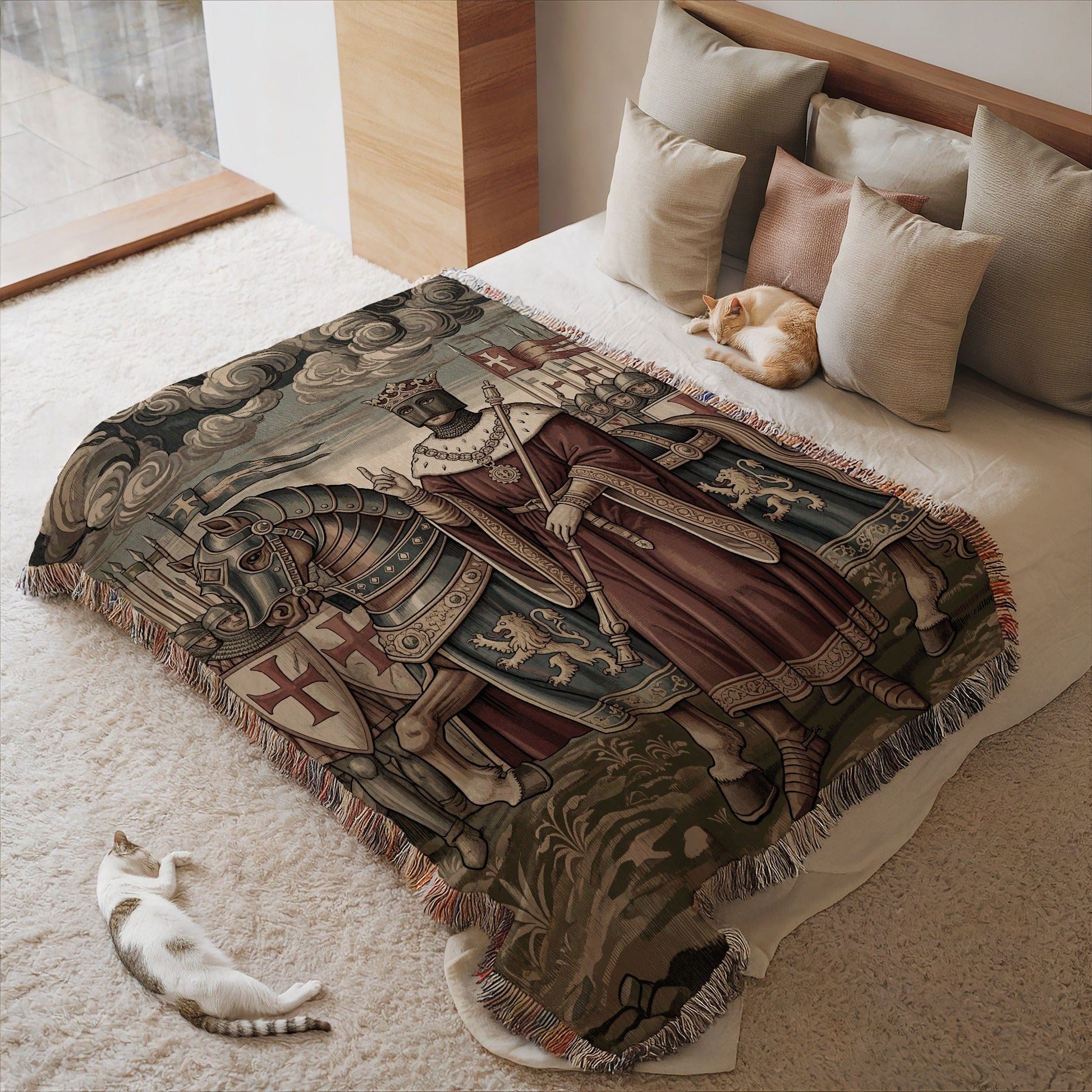 Medieval Knight and King Themed Blanket Decor