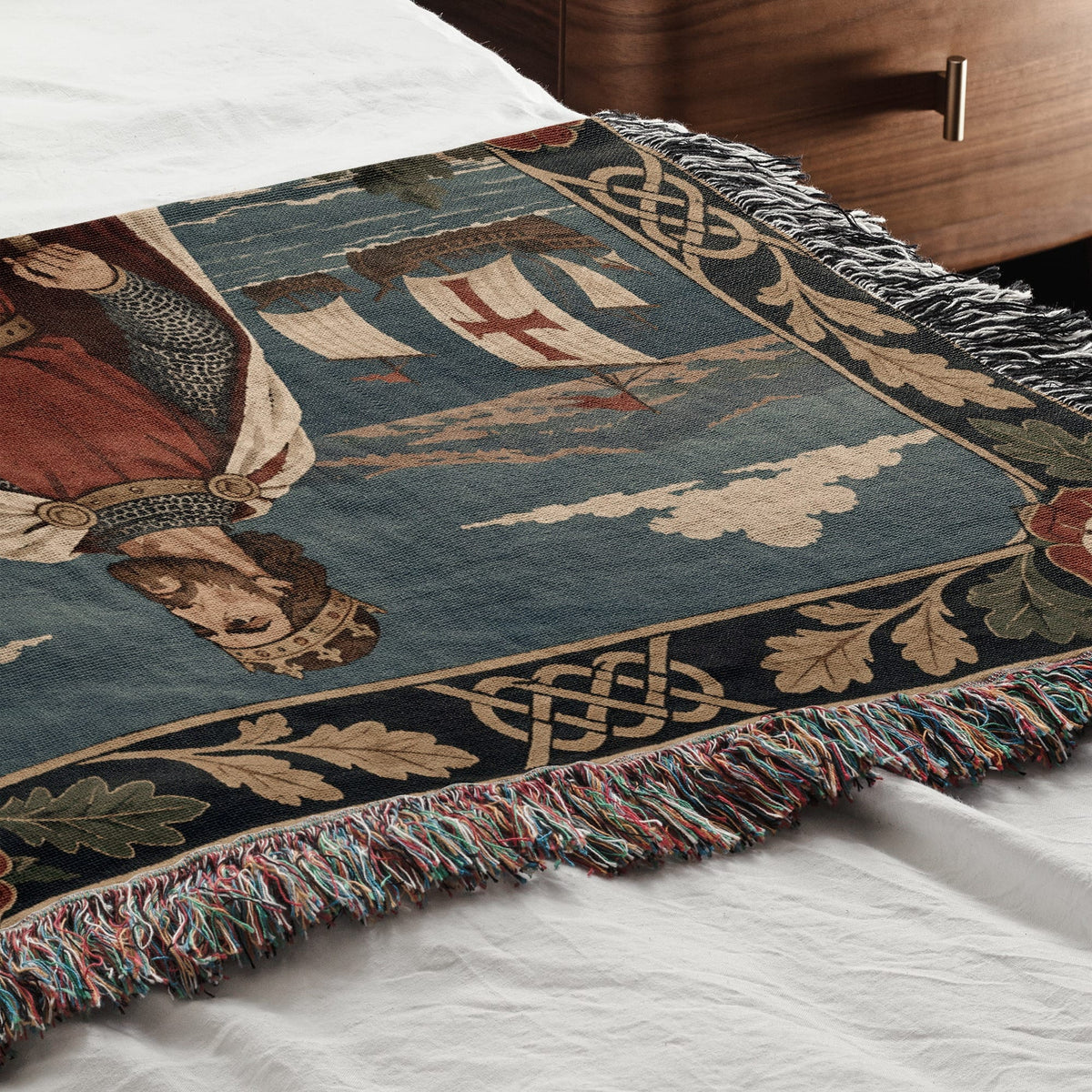 CalmNestStyle Richard the Lionheart Rose Border jacquard woven blanket