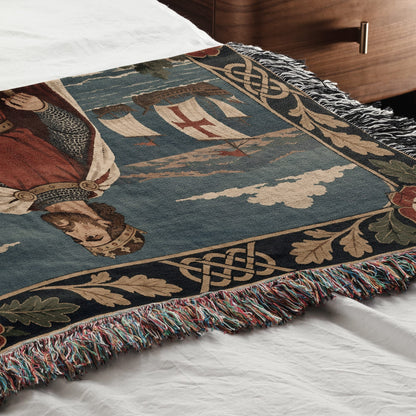 CalmNestStyle Richard the Lionheart Rose Border jacquard woven blanket