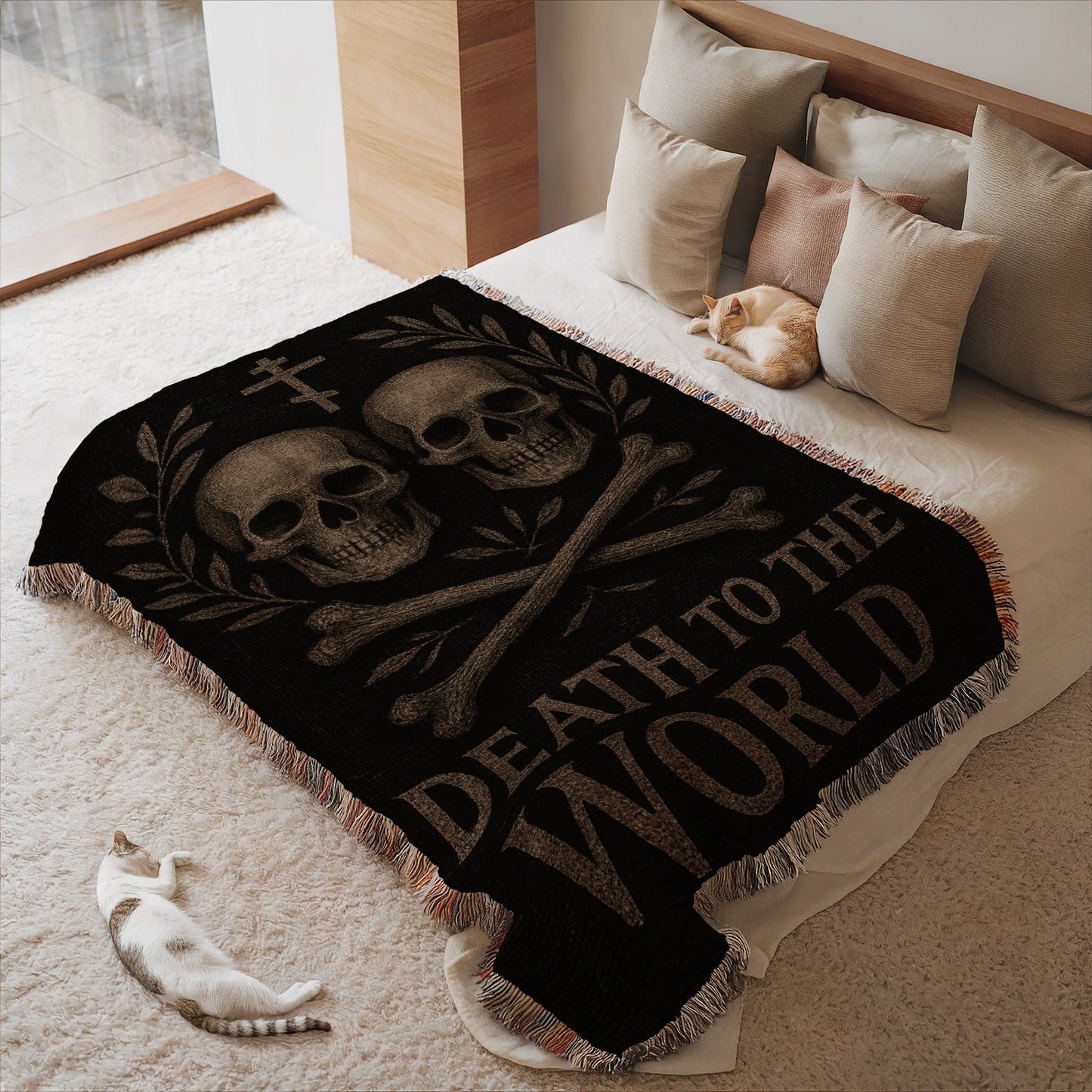 Death to the World Skull and Crossbones Blanket
