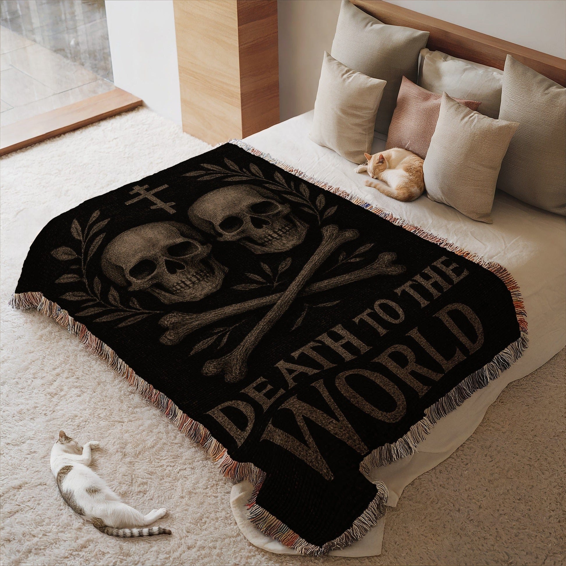 Death to the World Skull and Crossbones Blanket