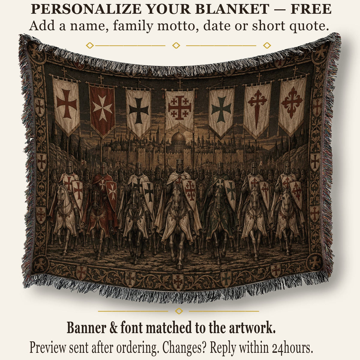 MyDesigns Seven Banners of the Christian Orders jacquard woven blanket