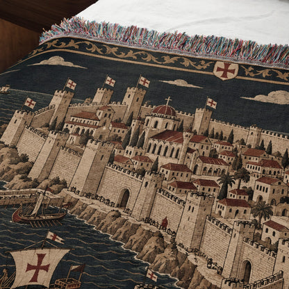 CalmNestStyle Crusader Harbor Siege I Fleet in the Bay jacquard woven blanket