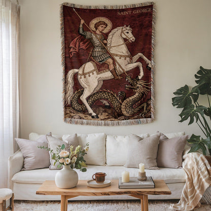 Saint George with Dragon Woven Tapestry Wall Art Decor