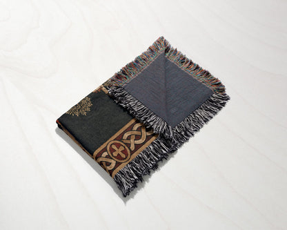 CalmNestStyle Crusader Jerusalem Round Map I Green Hills jacquard woven blanket