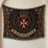 Order of Malta Crowned Crest Navy Laurel Woven Blanket