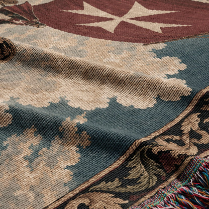 CalmNestStyle Knights of Malta Galleon with Red Cross Sails Woven Blanket jacquard woven blanket