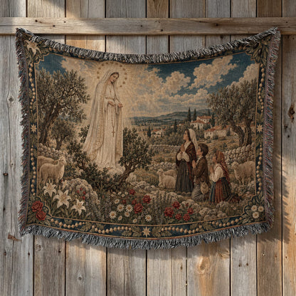CalmNestStyle Our Lady of Fatima jacquard woven blanket