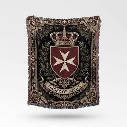 CalmNestStyle Order of Malta Heritage Crest Gold Woven Blanket jacquard woven blanket