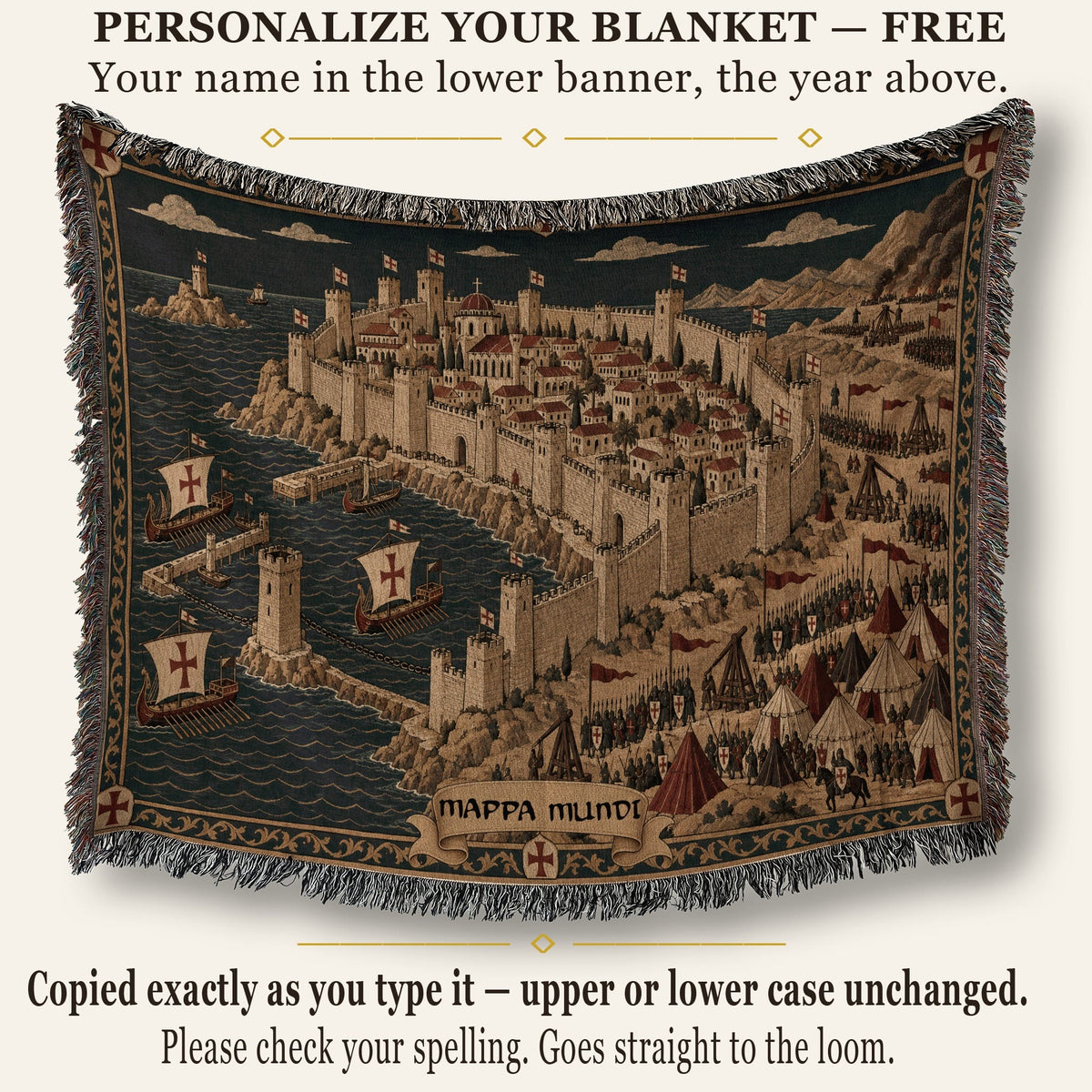 CalmNestStyle Crusader Harbor Siege I Fleet in the Bay jacquard woven blanket