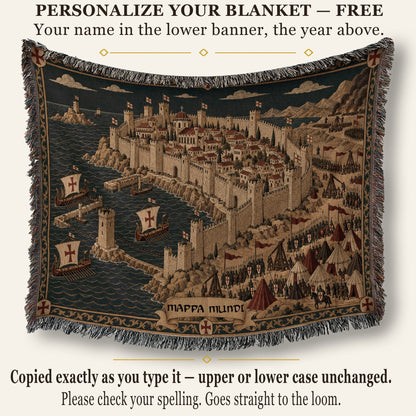 CalmNestStyle Crusader Harbor Siege I Fleet in the Bay jacquard woven blanket