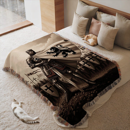 Medieval Knight with Lion Emblem Blanket Product