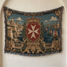 Valletta Harbor with Crowned Hospitaller Shield Woven Blanket