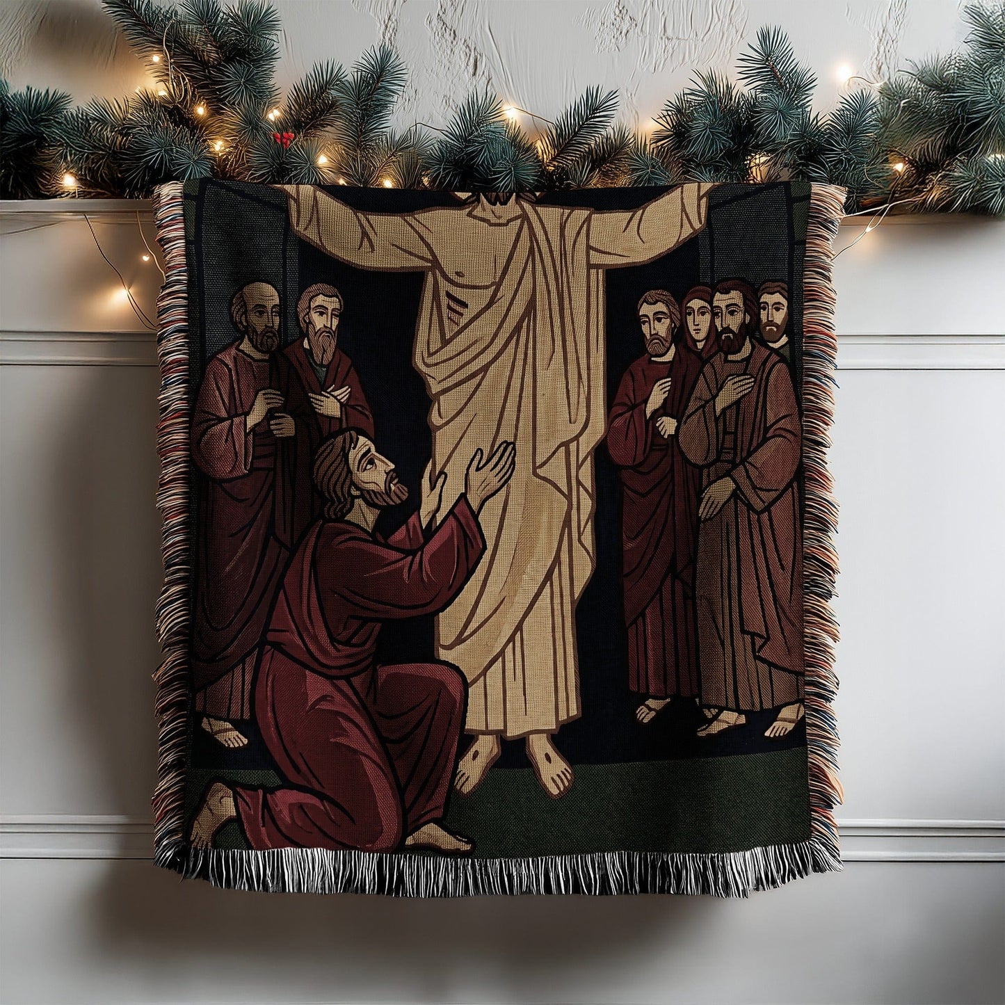 Biblical Tapestry with Religious Scene Blanket