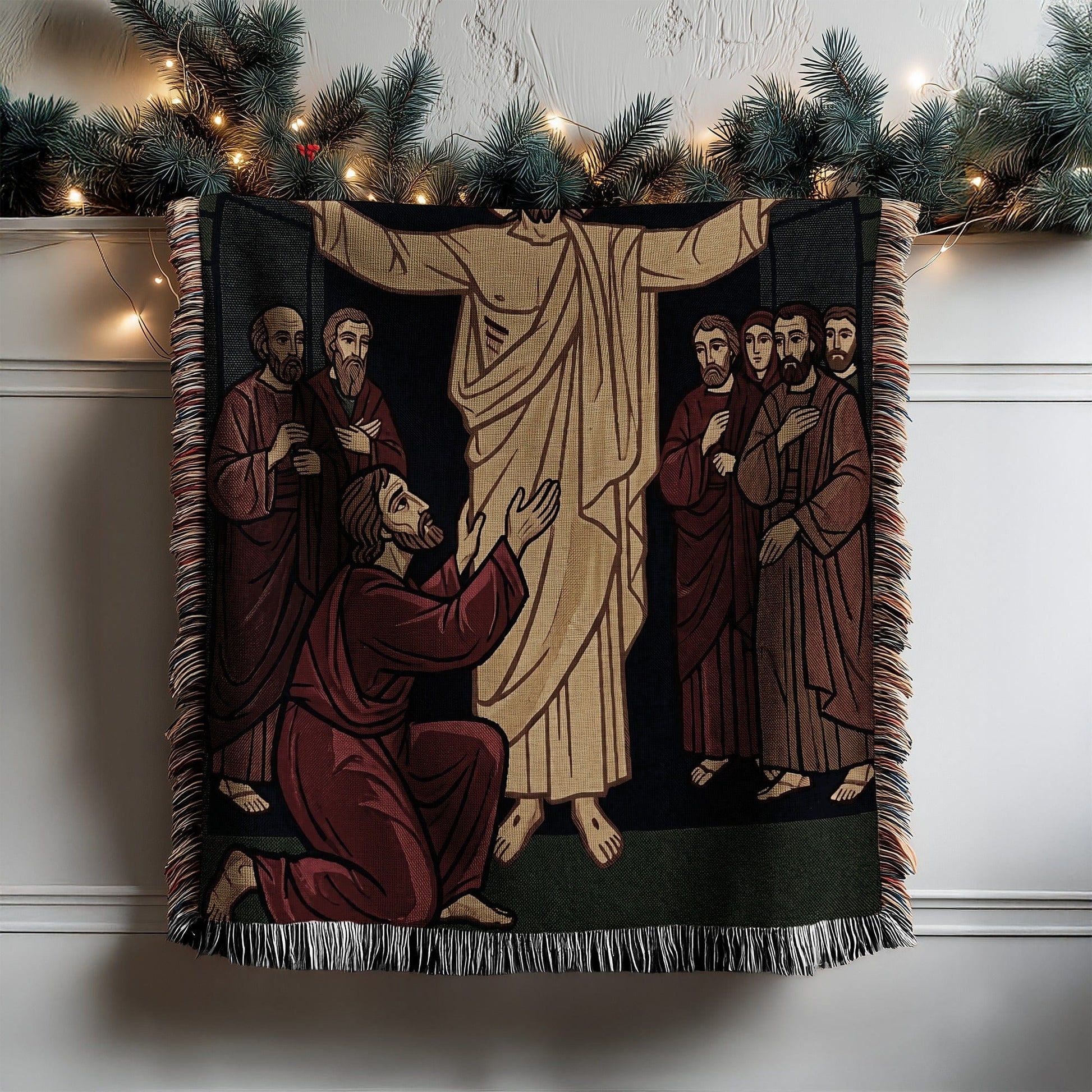 Biblical Tapestry with Religious Scene Blanket