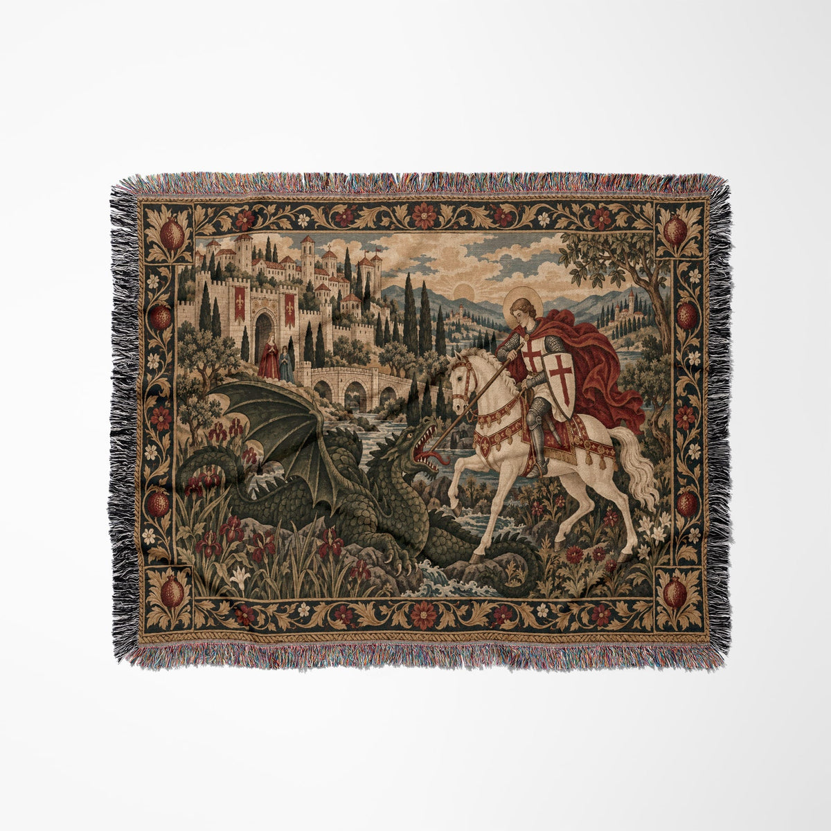 CalmNestStyle Saint George Before the Walled Town jacquard woven blanket
