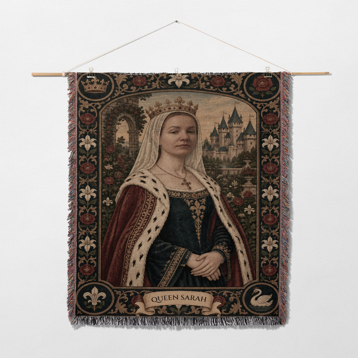 MyDesigns The Rose Queen I Your Portrait, Woven jacquard woven blanket
