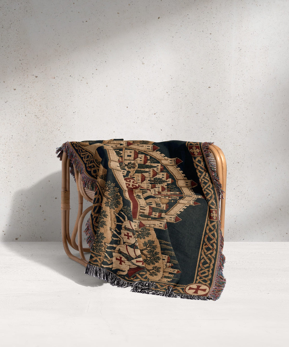 CalmNestStyle Crusader Jerusalem Round Map I Golden Sky jacquard woven blanket