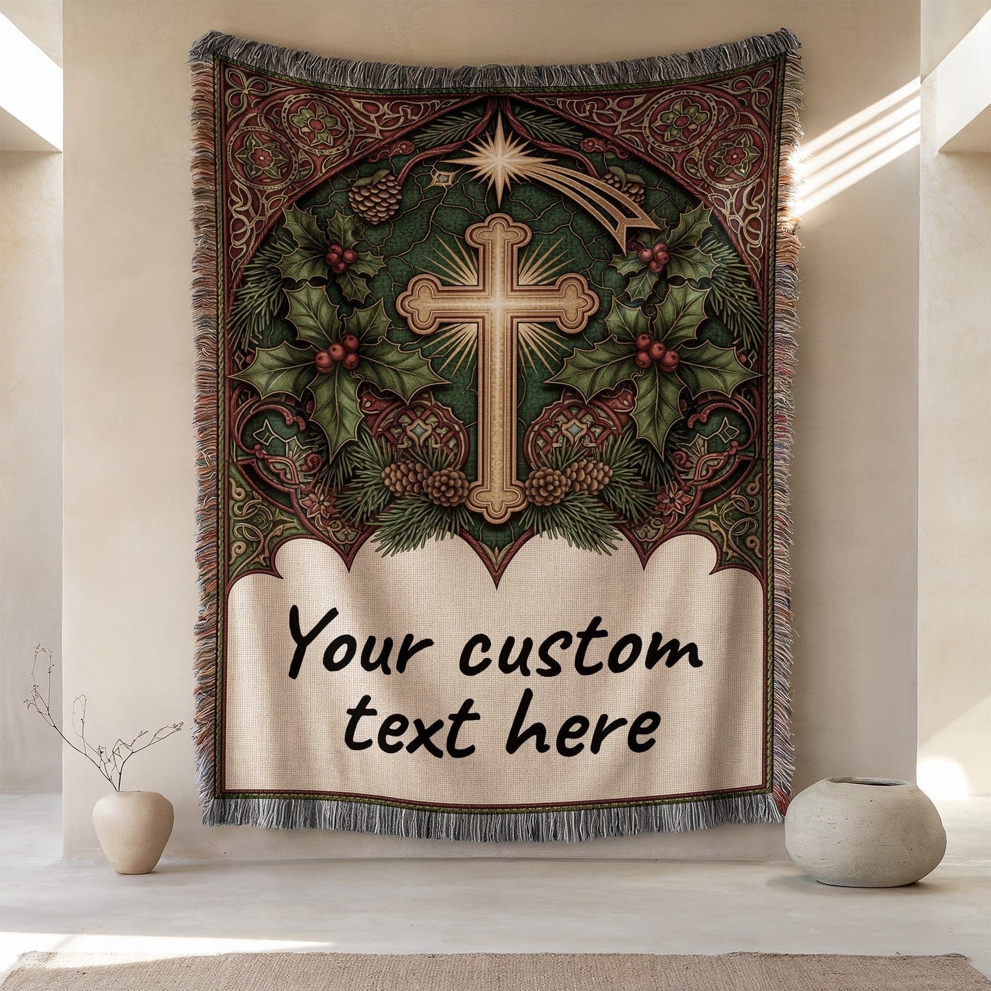Your Custom Text Here Cross Design Blanket