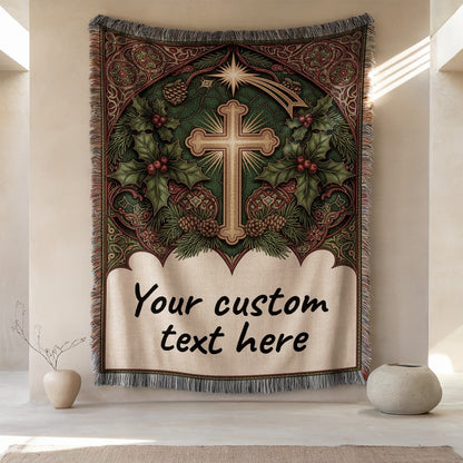 Your Custom Text Here Cross Design Blanket