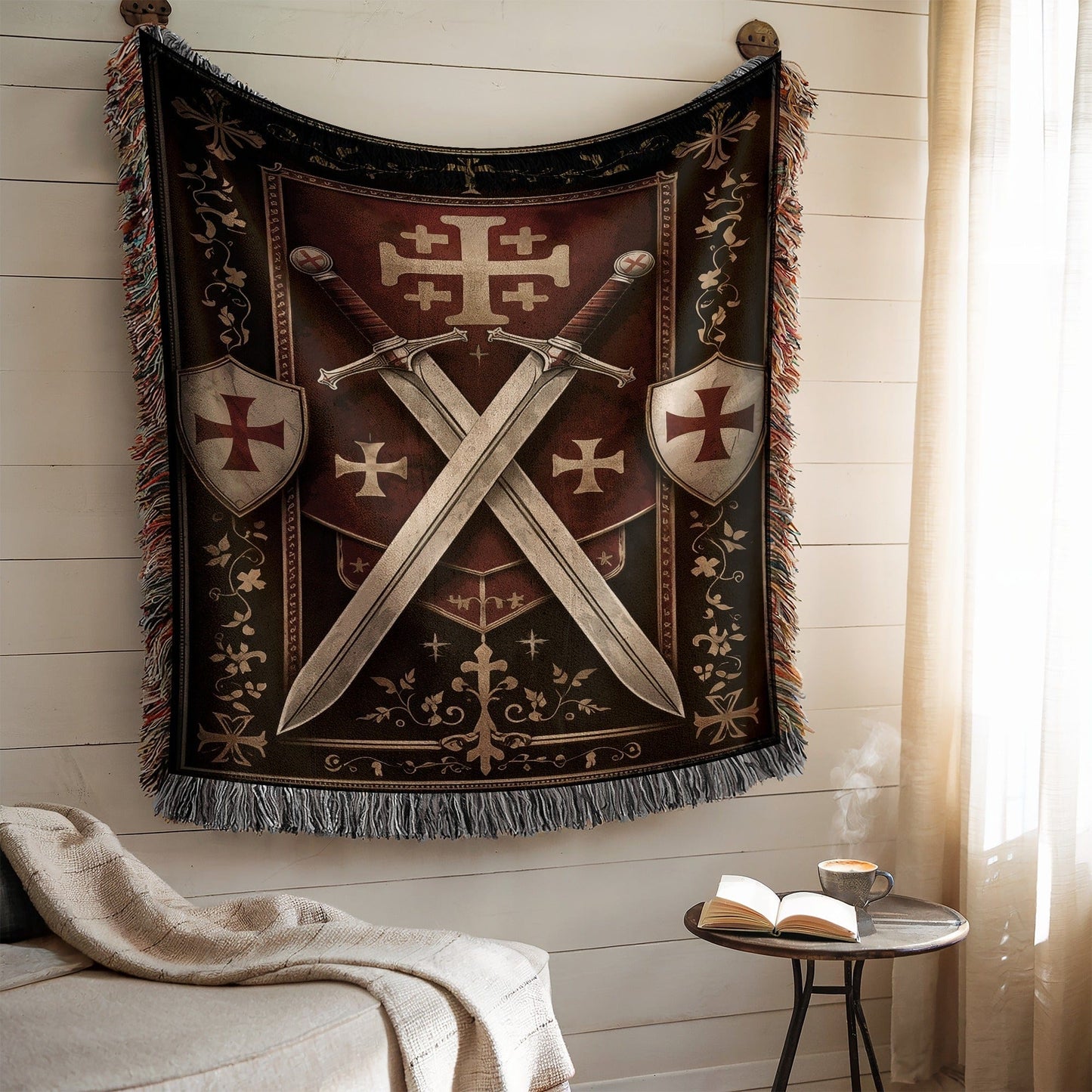 Medieval Knight Templar Swords and Shields Tapestry