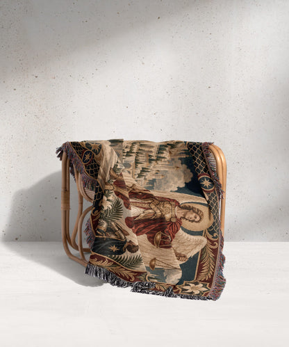 CalmNestStyle Saint Michael and His Knights jacquard woven blanket