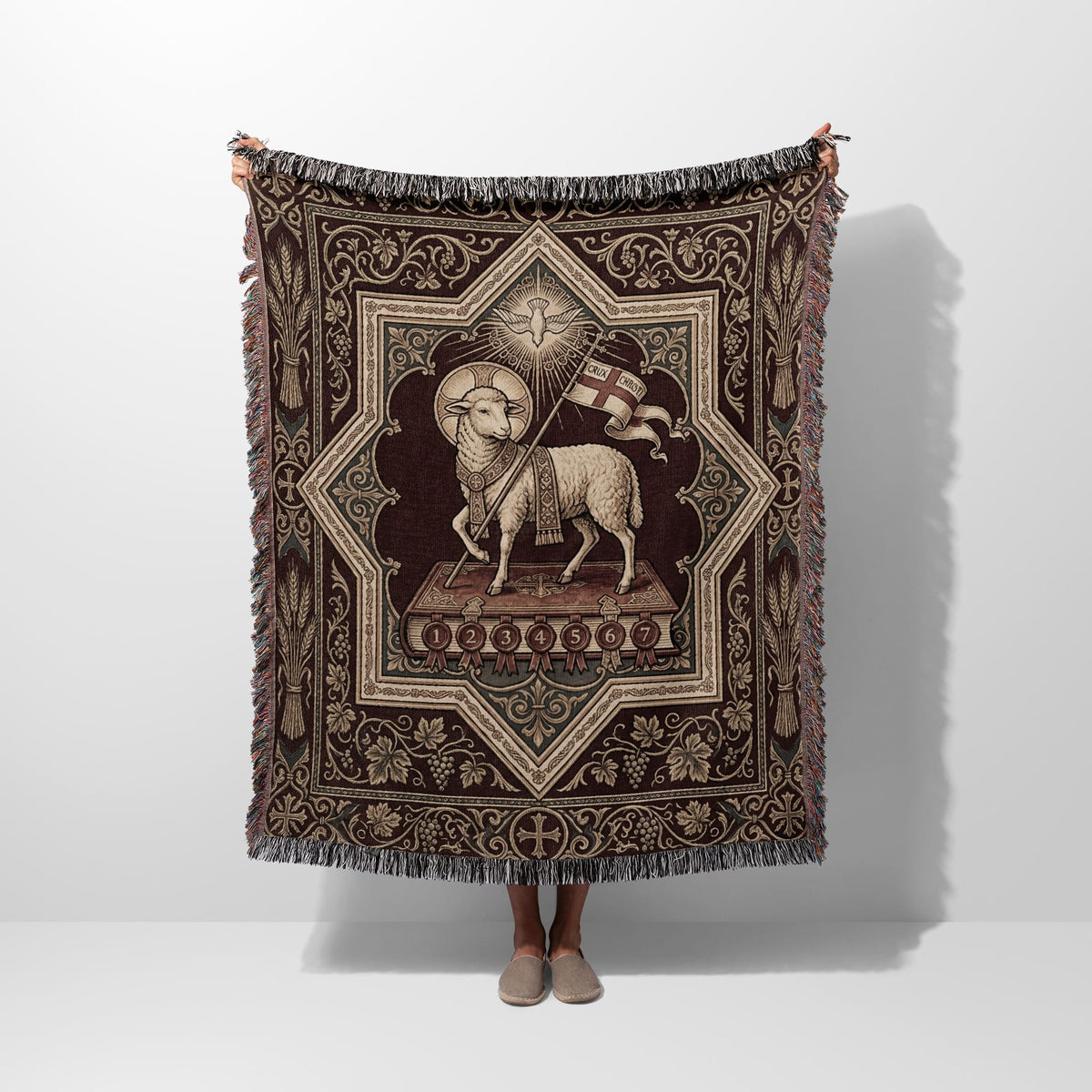 CalmNestStyle Agnus Dei Sacred Art Woven Blanket jacquard woven blanket