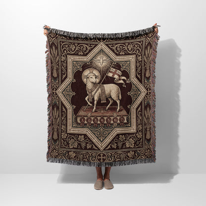 CalmNestStyle Agnus Dei Sacred Art Woven Blanket jacquard woven blanket