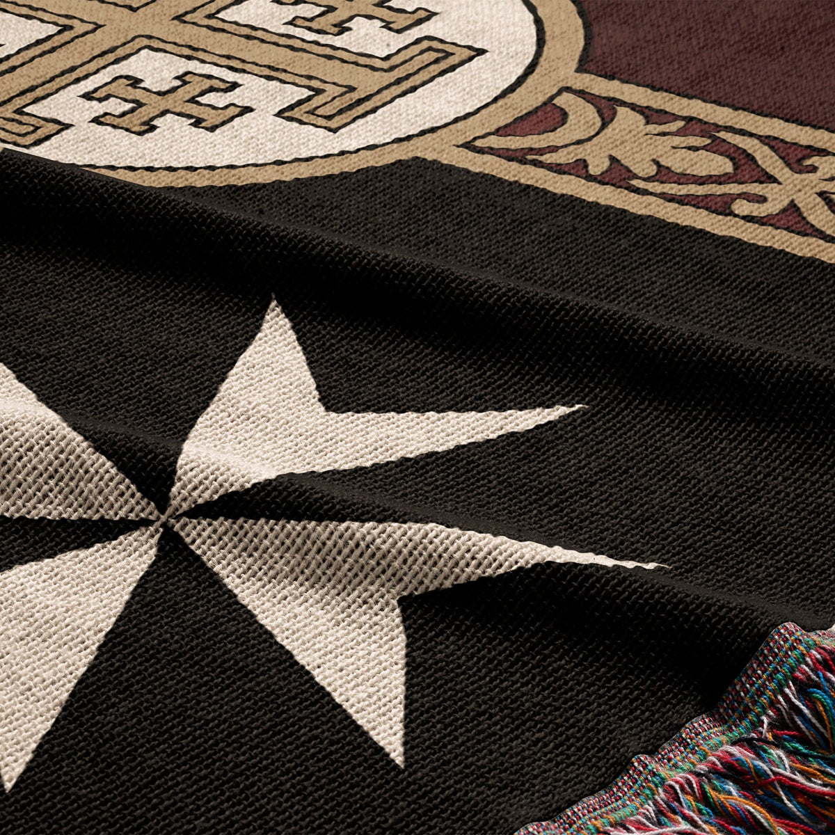 MyDesigns Ancient Orders I Burgundy jacquard woven blanket