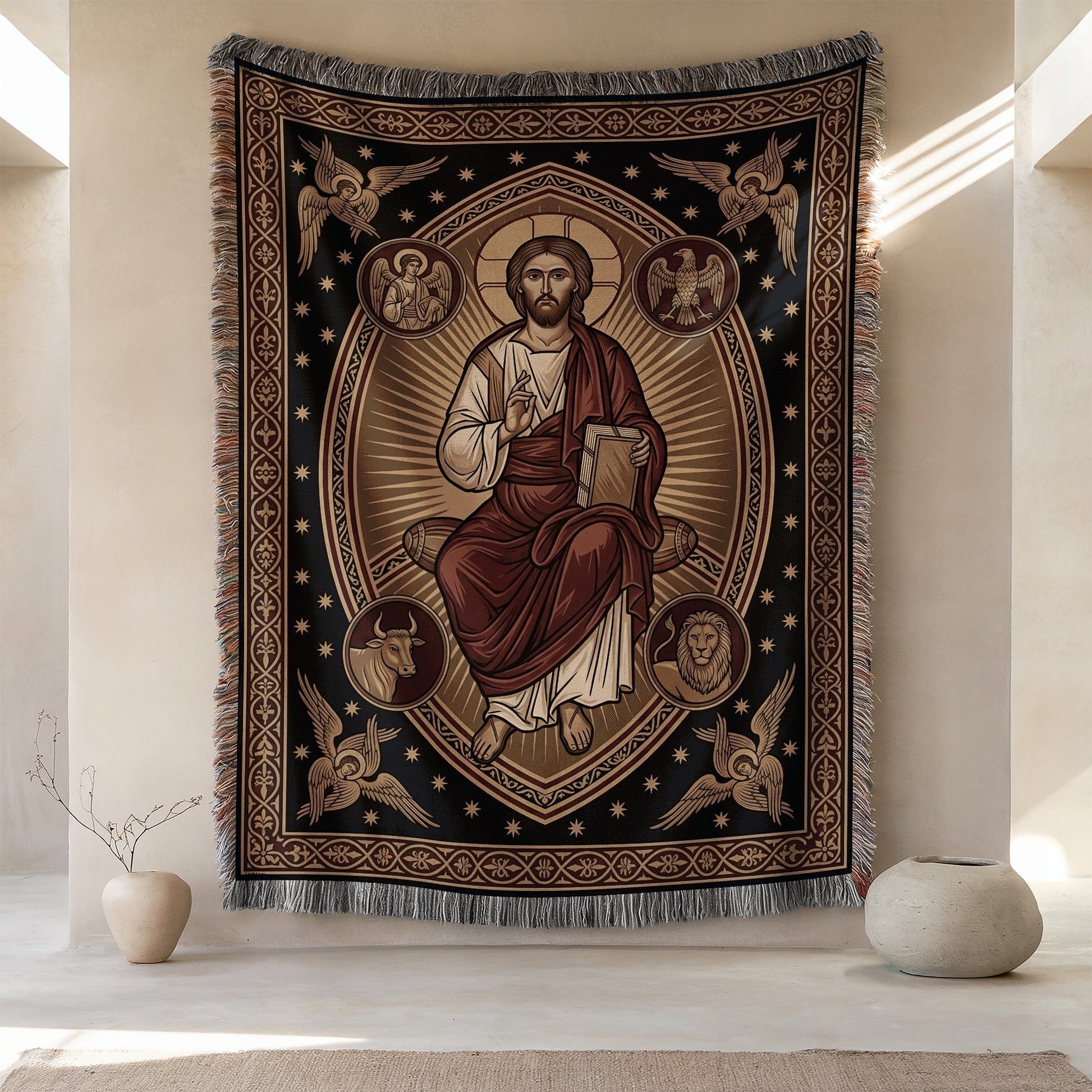 Christian Icon Jesus and Angels Blanket product