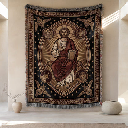 Christian Icon Jesus and Angels Blanket product