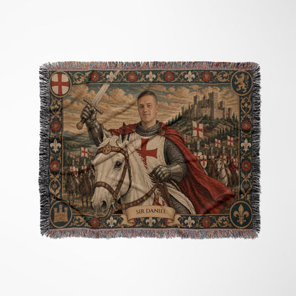 MyDesigns The Templar's Charge I Your Knight on Horseback jacquard woven blanket